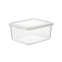 Clear plastic food container with a translucent body and snap on lid