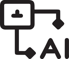 AI technology icon: a simple vector graphic of an AI icon featuring connected icons and the letters AI, showcasing the power of artificial intelligence.