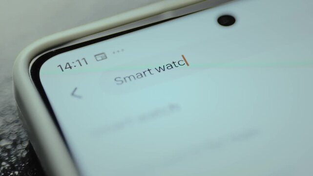 Search bar within an e shopping application on the mobile phone, request for a smart watch