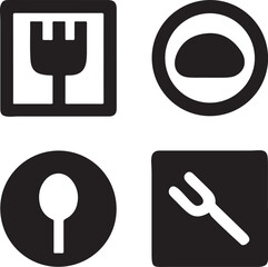 Culinary Emblems: A collection of simple, yet effective icons showcases the core elements of dining and sustenance. 