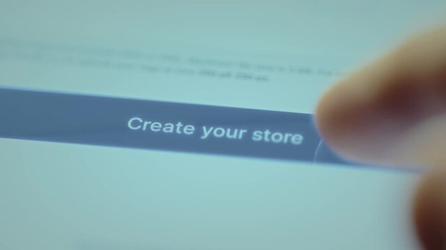 Create you store button, seller creating an online store on an ecommerce platform