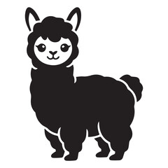 Obraz premium Cute Cartoon Alpaca Shadow Vector