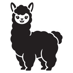 Obraz premium Adorable Alpaca Black Silhouette Design