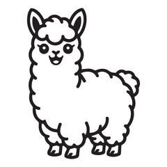 Obraz premium Cartoon Llama Line Art Character Design