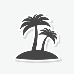 Palm tree icon sticker isolated on gray background