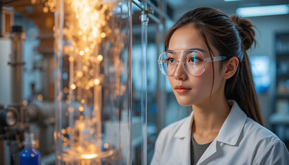 Scientist analyzing experiment in laboratory setting