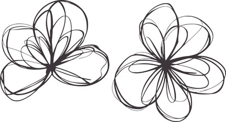 Two minimalist flowers in black and line monochrome