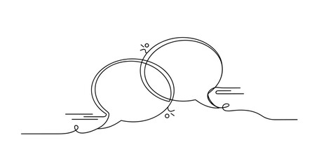 Obraz premium Minimalist line art speech bubbles on white background, no editable stroke