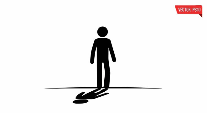 Silhouette of a person standing with a long shadow.