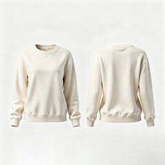 Cream Crewneck Sweatshirt, Front and Back Views