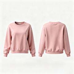 Plain Pink Crewneck Sweatshirt Front and Back Views