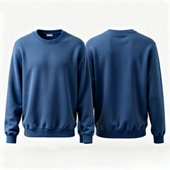 Blank Blue Crewneck Sweatshirt Front and Back View
