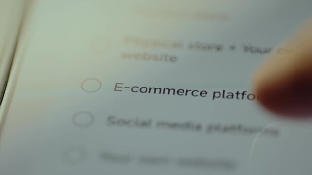 Selecting the e commerce platform category for online registration