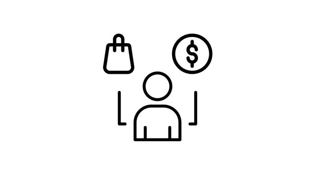 Consumer behavior icon animation 4k seamless looping isolated on white background