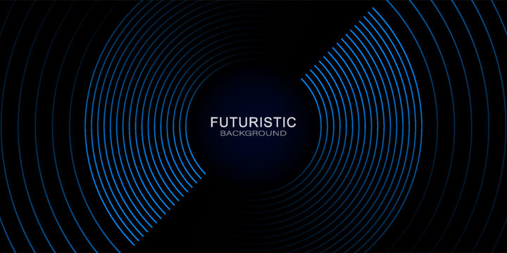 3D blue techno abstract background overlap layer on dark space with circle stripes shape decoration. Modern graphic design element future style concept for banner, flyer, card, or brochure cover