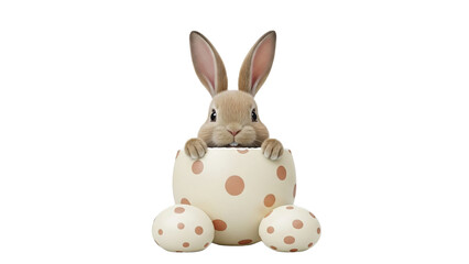 Obraz premium Easter bunny with colorful eggs and holiday decorations