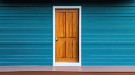 Rustic home entryway with aged wooden panels and retro porch setup