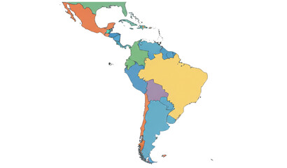 Fototapeta premium Latin America Map Vector with Countries Isolated on White Background