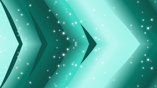 Abstract teal and turquoise geometric arrows with gradient light rays and sparkles in a modern digital design.