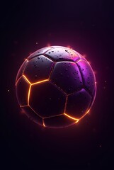 Fototapeta premium 3d neon soccer ball on black background
