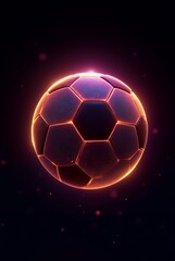 Fototapeta premium 3d neon soccer ball on black background
