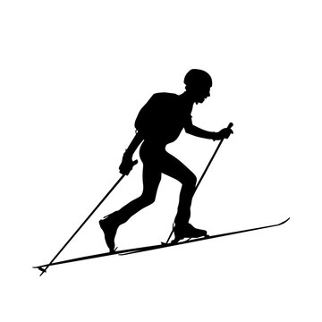 Ski mountaineering (skimo) silhouette vector illustration