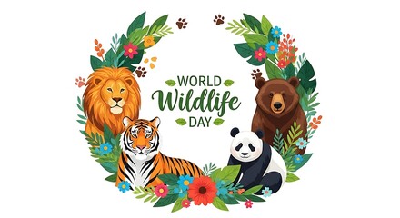 Naklejka premium Celebrating world wildlife day with animals