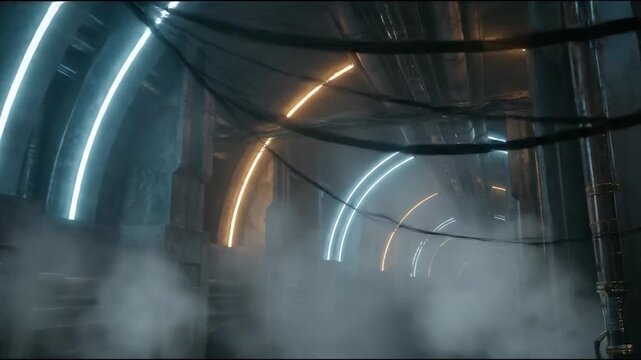 Futuristic Sci-Fi Industrial Megastructure Cinematic Background