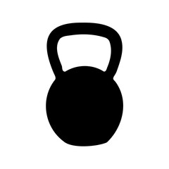 Fototapeta premium Solid black kettlebell silhouette on white background for fitness and training
