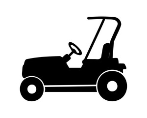 Fototapeta premium Silhouette of a ride on lawn mower with roll bar protection