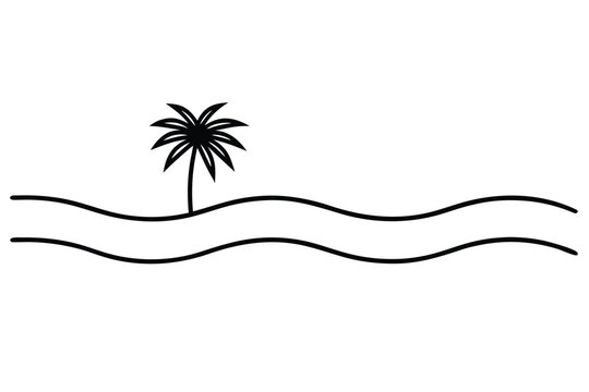 ultra minimal beach horizon strip  single palm sil