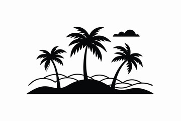 Fototapeta premium minimal beach stripe illustration silhouette palm
