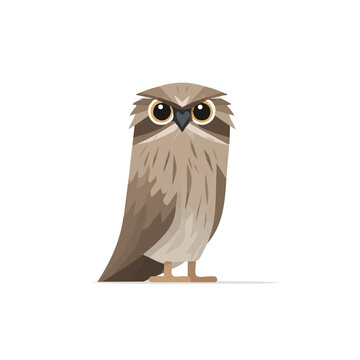 Minimal 2D vector illustration of Potoo in flat icon style on a plain white background.
