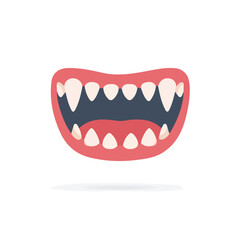 Naklejka premium Vampire Teeth, modern 2D flat vector illustration in icon style, isolated on pure white background.