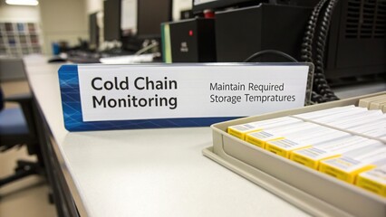 Fototapeta premium Cold Chain Monitoring Labels and Storage Tray