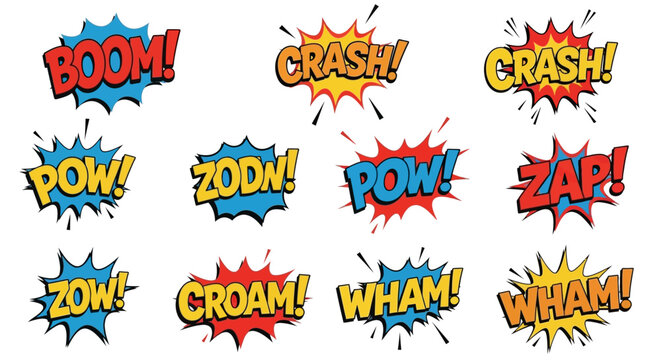 Vibrant Comic Book Sound Effects Collection.