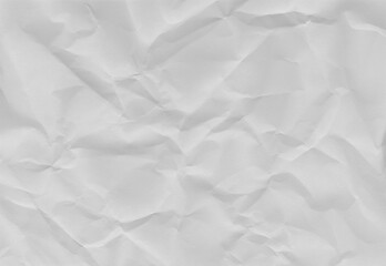 High resolution crumpled white paper texture with visible wrinkles and creases. Abstract vintage paper background suitable for design, templates and overlays.