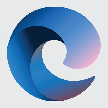 Microsoft Edge logo with swirling blue and green gradient colors creating a modern browser icon, distinctive wave-like shape emphasizing connectivity, digital technology, web browsing interface featur