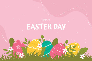 Flat background for easter day celebration
