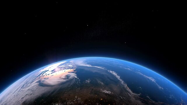 Stunning view of Earth from space showcasing vibrant colors and atmospheric details. A breathtaking perspective of our planet's beauty and fragility