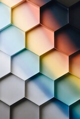 Fototapeta premium Hexagon grid pattern: repeated hexagonal shapes, honeycomb structure, color gradient effect, modern geometric design, seamless tile.