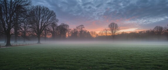 Obraz premium Grantham parkland featuring misty mornings and grass trees