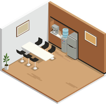Minimalist office pantry isometric illustration