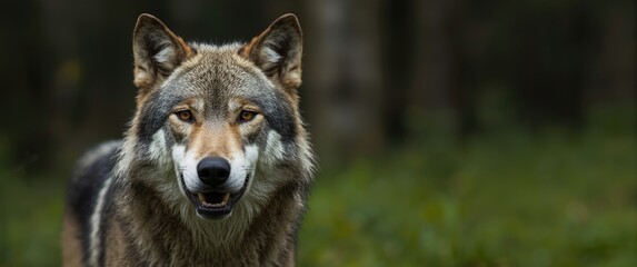 Obraz premium Eurasian wolf observing the strait