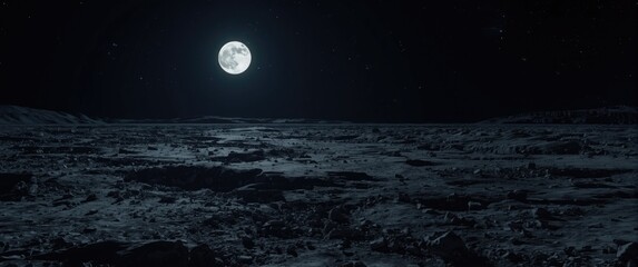 Fototapeta premium Lunar surface bathed in the light of the full moon