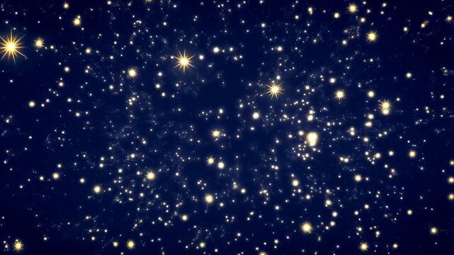 Twinkling stars in a deep blue night sky, creating a magical and enchanting atmosphere. Perfect for backgrounds in celebrations and events