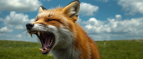 Fototapeta premium Detailed View of a Red Fox Screaming