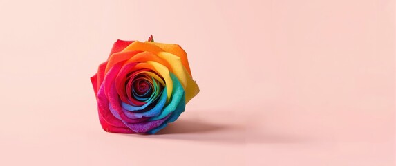 Colorful rainbow rose flower featuring multicolour petals, known as the happy flower, LGBTQ