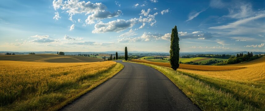 Tuscany Italy asphalt road landscape