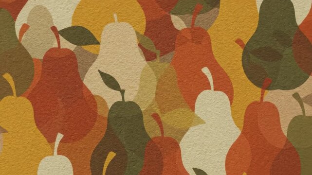 Repeating seamless pattern of modern geometric pear silhouettes overlaying each other creating a dense, dynamic boho wallpaper texture style, contemporary, boho